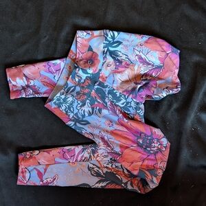 Girls Liquido Floral Leggings - Pink and Blue